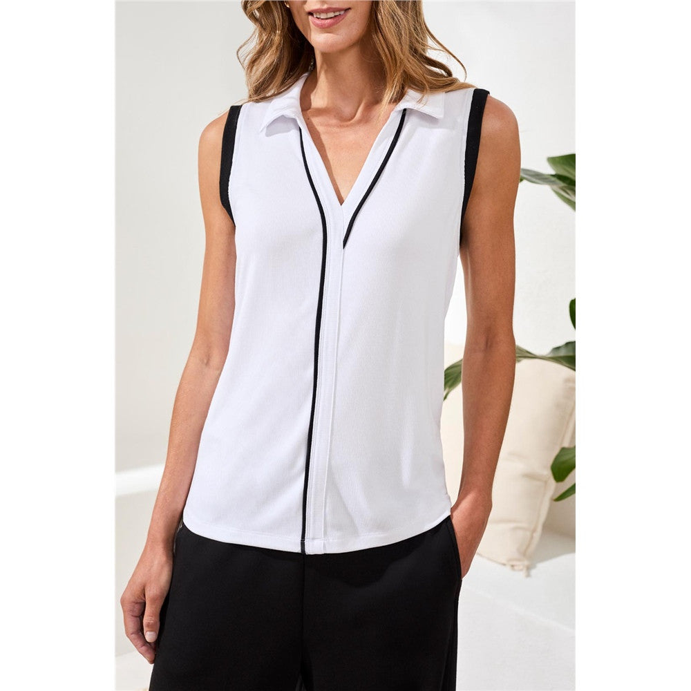 Blouse sans manches à détails contrastants