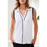 Blouse sans manches à détails contrastants