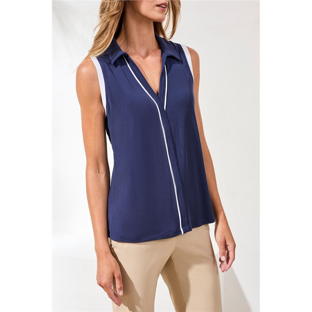 Blouse sans manches à détails contrastants
