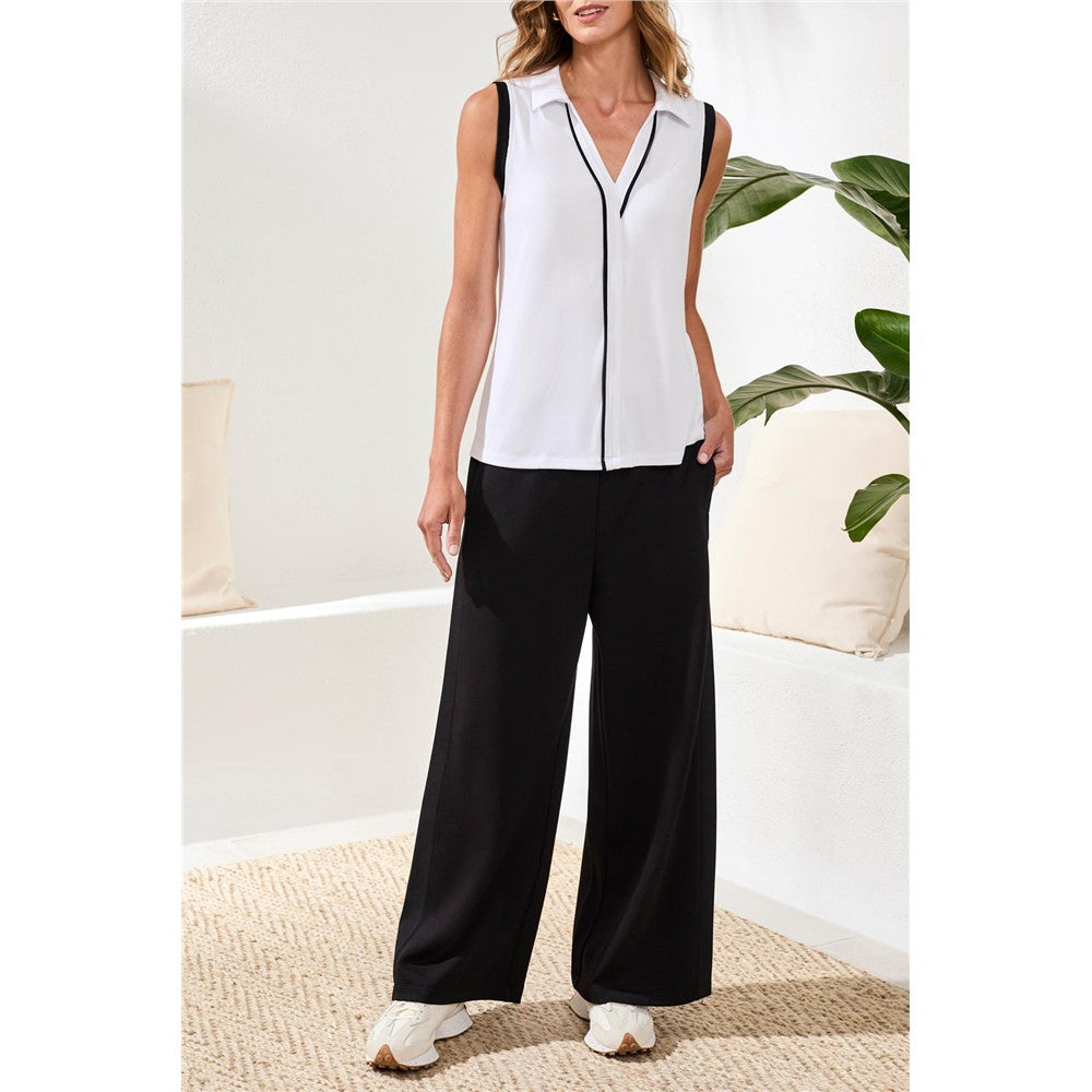 Blouse sans manches à détails contrastants