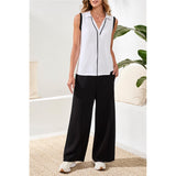 Blouse sans manches à détails contrastants