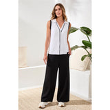 Blouse sans manches à détails contrastants - Taille : SMALL - Couleur : Blanc