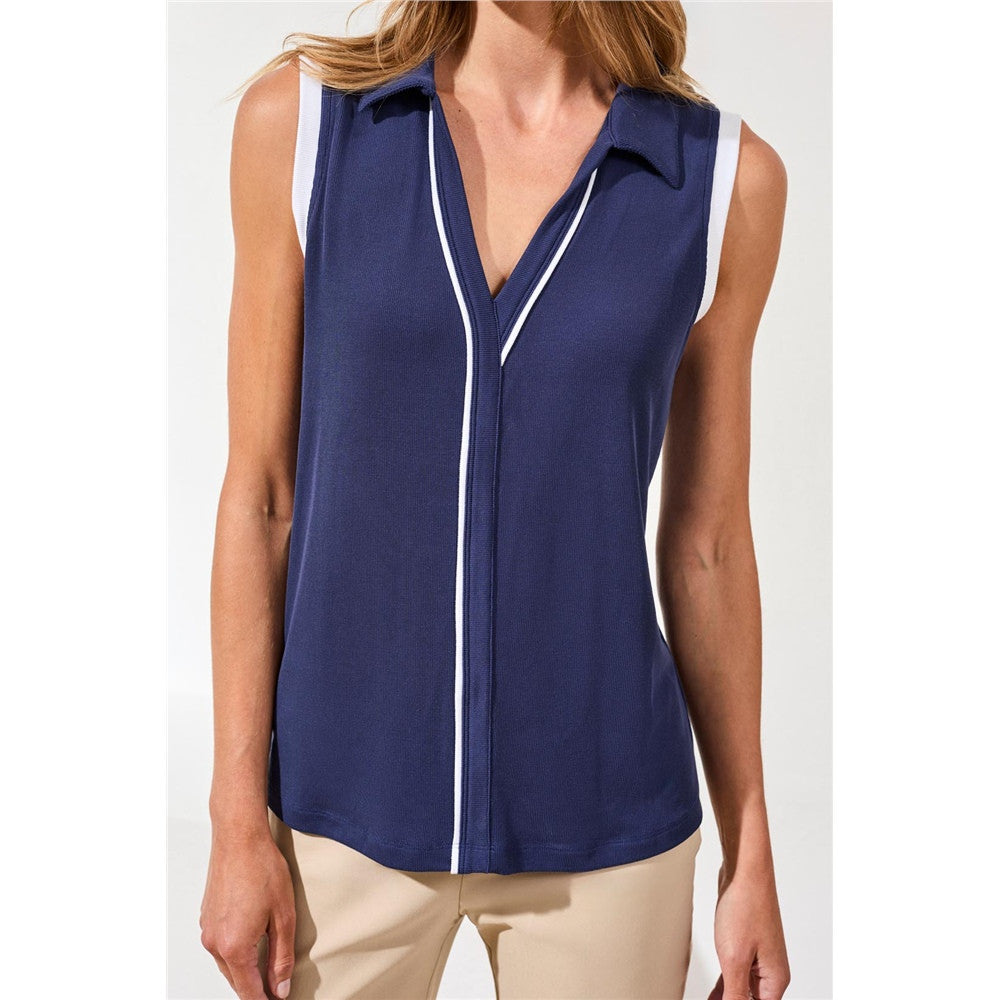 Blouse sans manches à détails contrastants