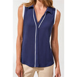 Blouse sans manches à détails contrastants