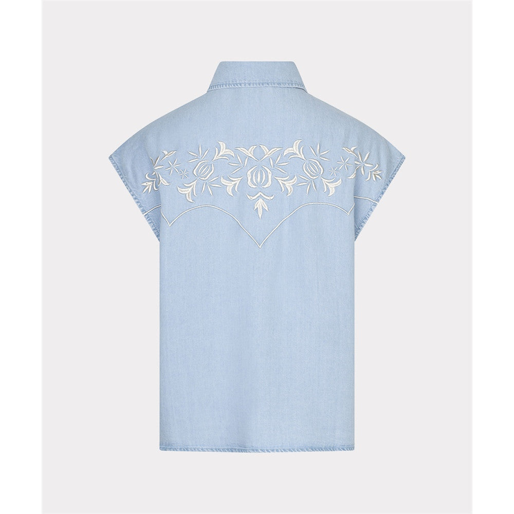 Blouse sans manches brodée