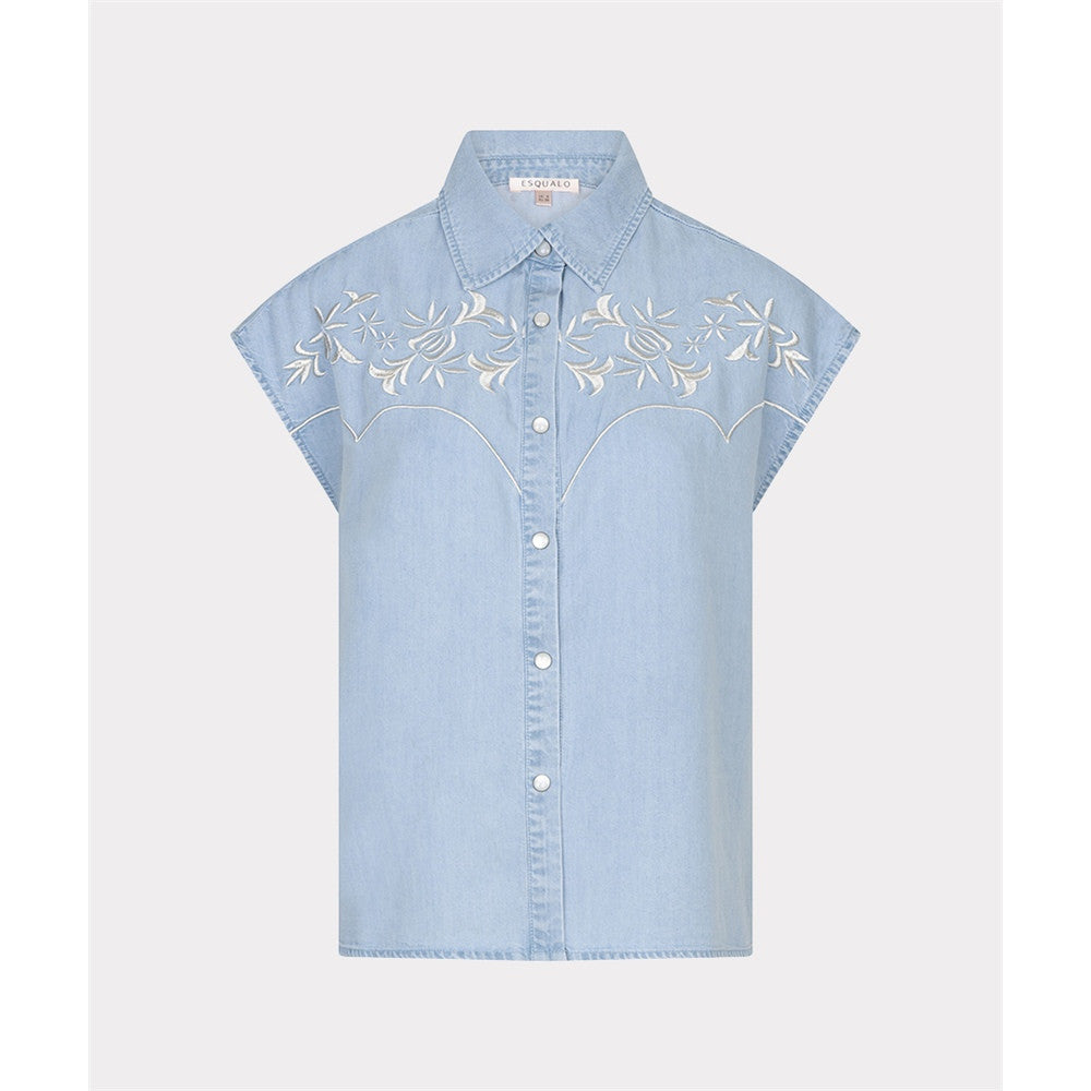 Blouse sans manches brodée
