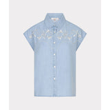 Blouse sans manches brodée