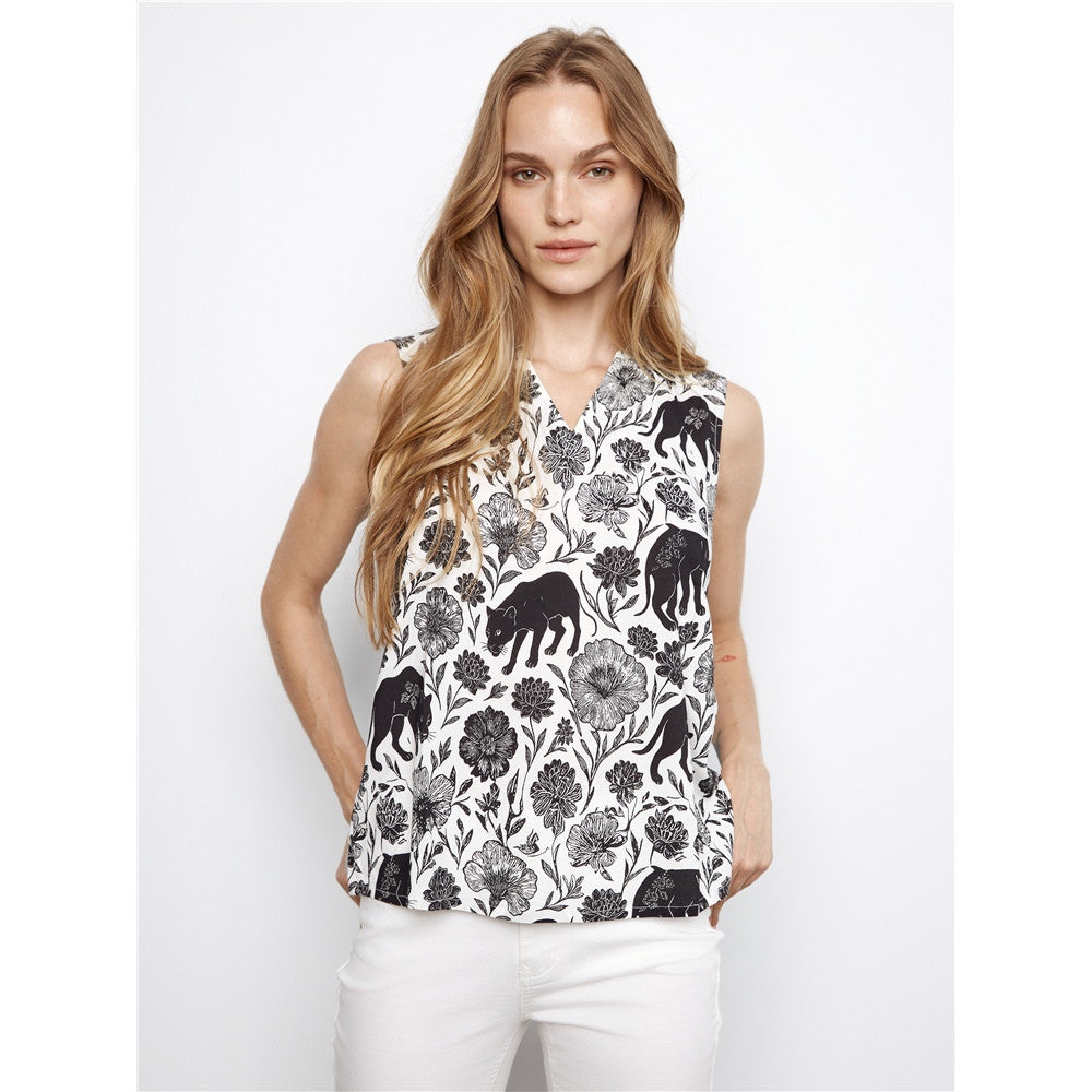 Blouse sans manches imprimée - Taille : SMALL - Couleur : Noir