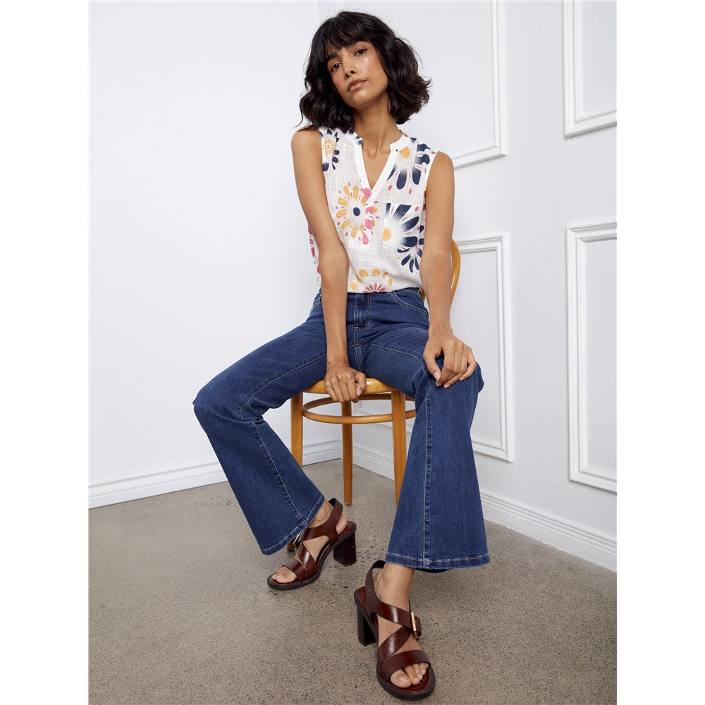 Blouse sans manches imprimée fleurs