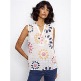 Blouse sans manches imprimée fleurs - Taille : SMALL - Couleur : Multi/Naturel