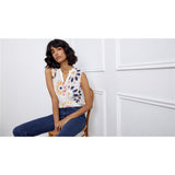 Blouse sans manches imprimée fleurs