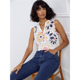 Blouse sans manches imprimée fleurs