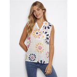 Blouse sans manches imprimée fleurs