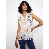 Blouse sans manches imprimée fleurs