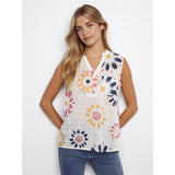 Blouse sans manches imprimée fleurs