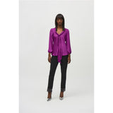 Blouse satinée avec noeud papillon - Taille : 6 - Couleur : Mauve