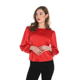 Blouse satinée & noeud - Taille : 6 - Couleur : Rouge
