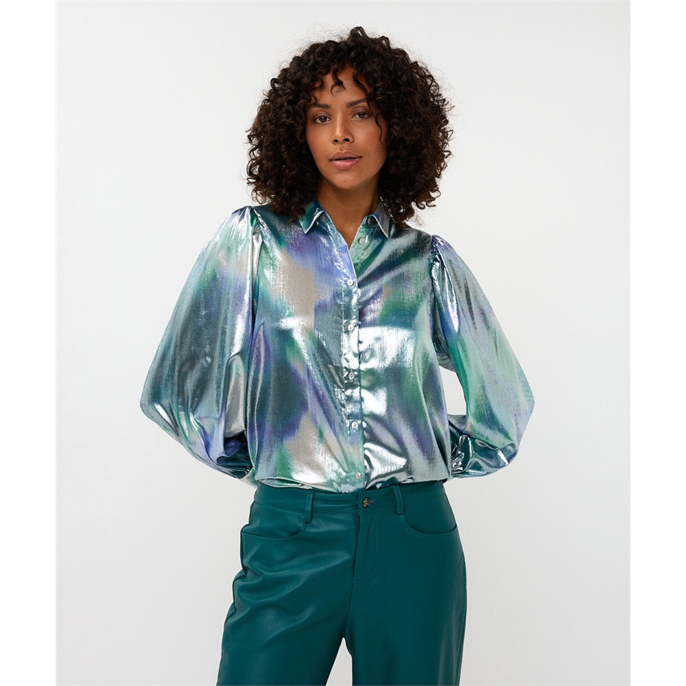 Blouse tissu métallique irisé - Taille : 6 - Couleur : Multi