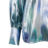 Blouse tissu métallique irisé