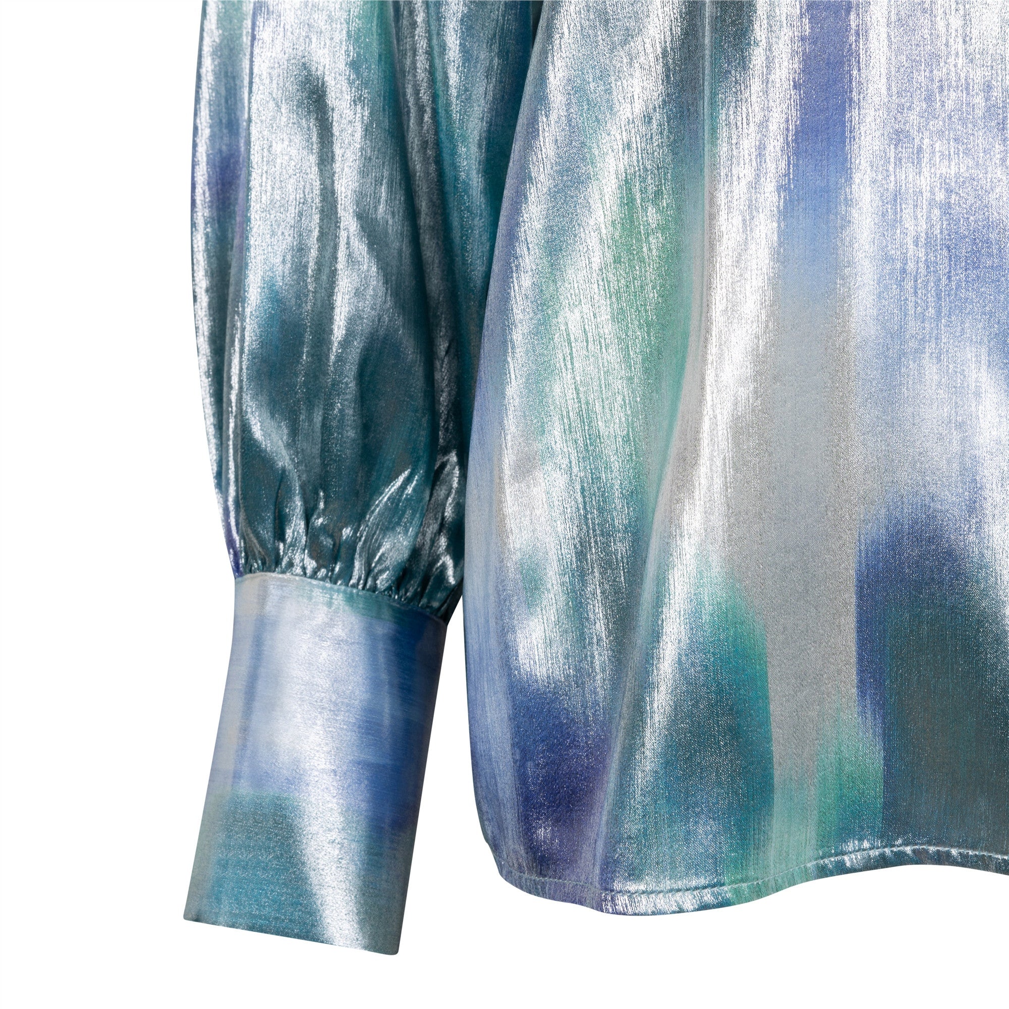 Blouse tissu métallique irisé