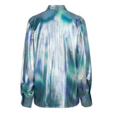 Blouse tissu métallique irisé