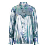 Blouse tissu métallique irisé