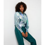 Blouse tissu métallique irisé