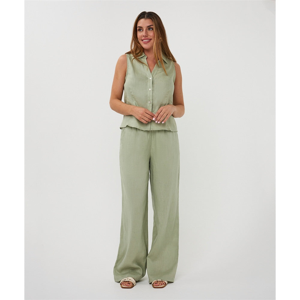 Blouse unie sans manches