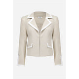 Blouson ajusté en faux suède métallisé avec bordure contrastante