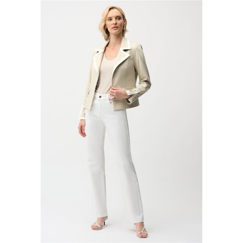 Blouson ajusté en faux suède métallisé avec bordure contrastante