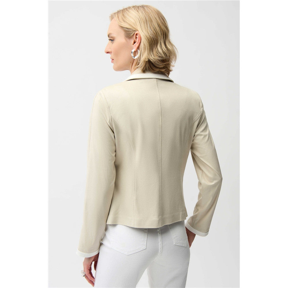 Blouson ajusté en faux suède métallisé avec bordure contrastante