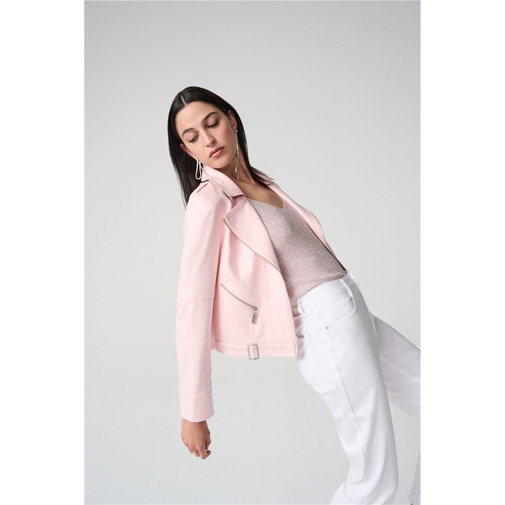 Blouson ajusté en faux suède métallisé avec boucles décoratives