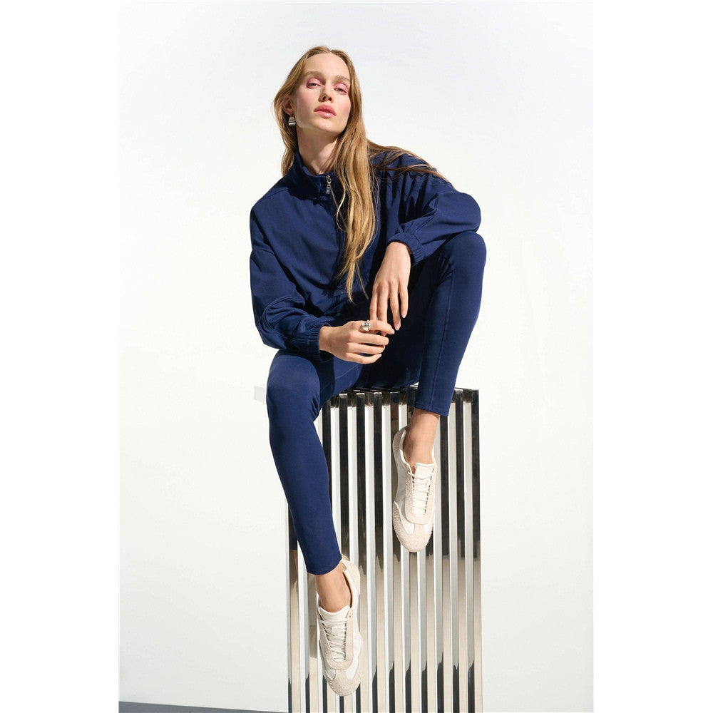 Blouson boxy à col montant en nylon extensible
