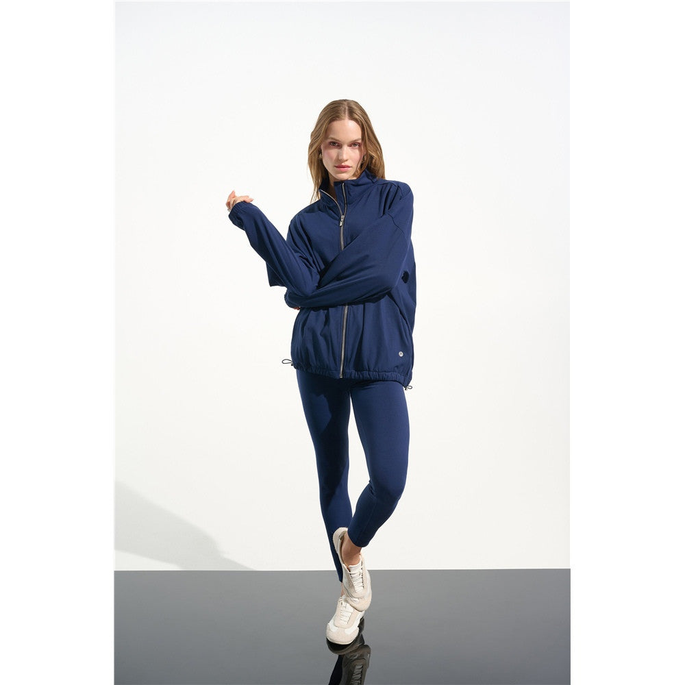 Blouson boxy à col montant en nylon extensible