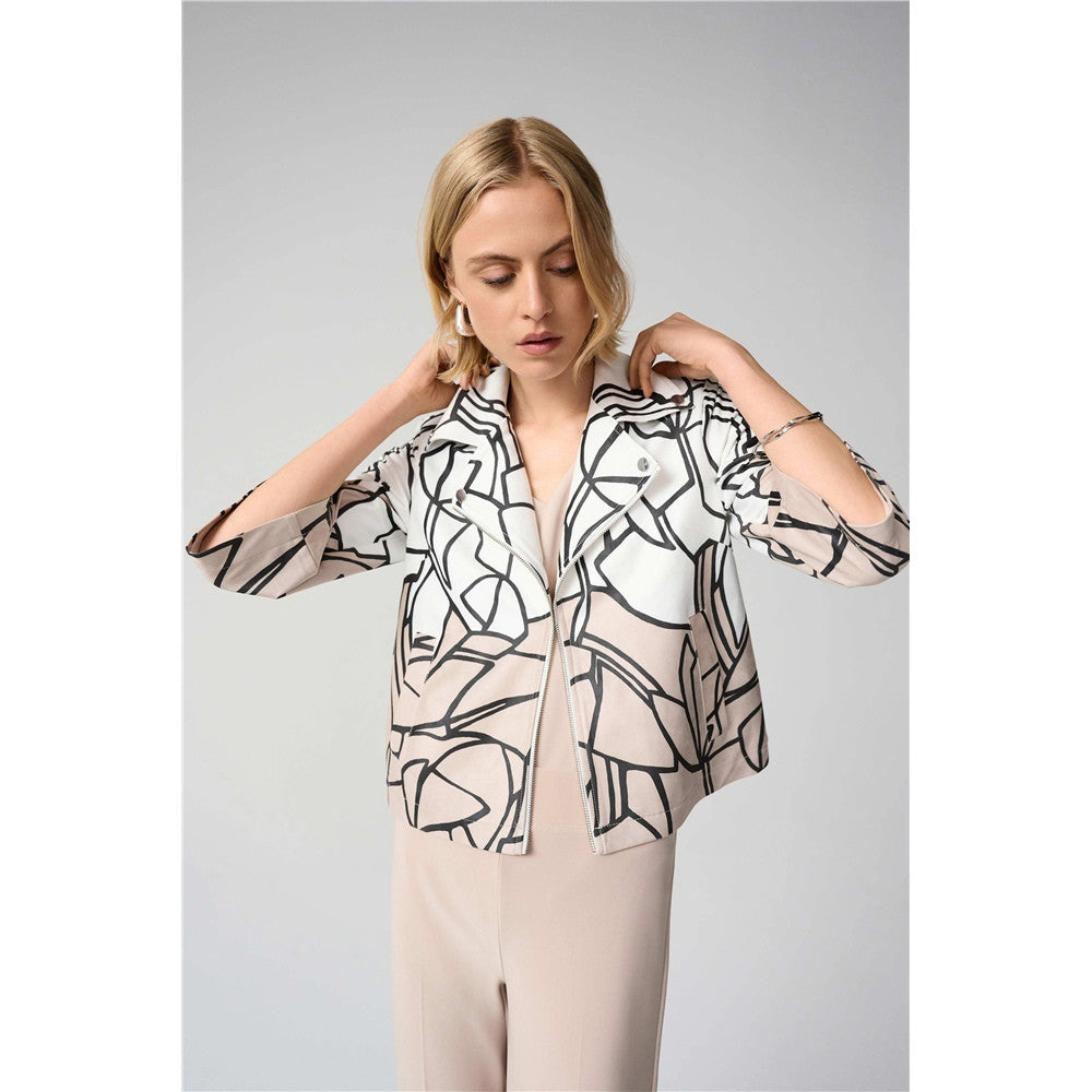 Blouson en faux suède à imprimé abstrait - Taille : SMALL - Couleur : Multi/Vanille