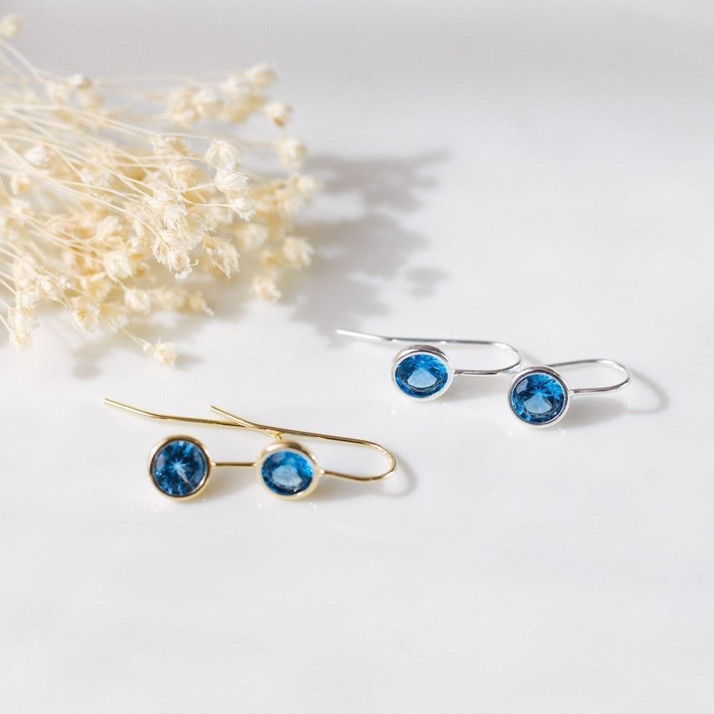 Boucles d'oreilles cristaux - Couleur : Argent/Bleu