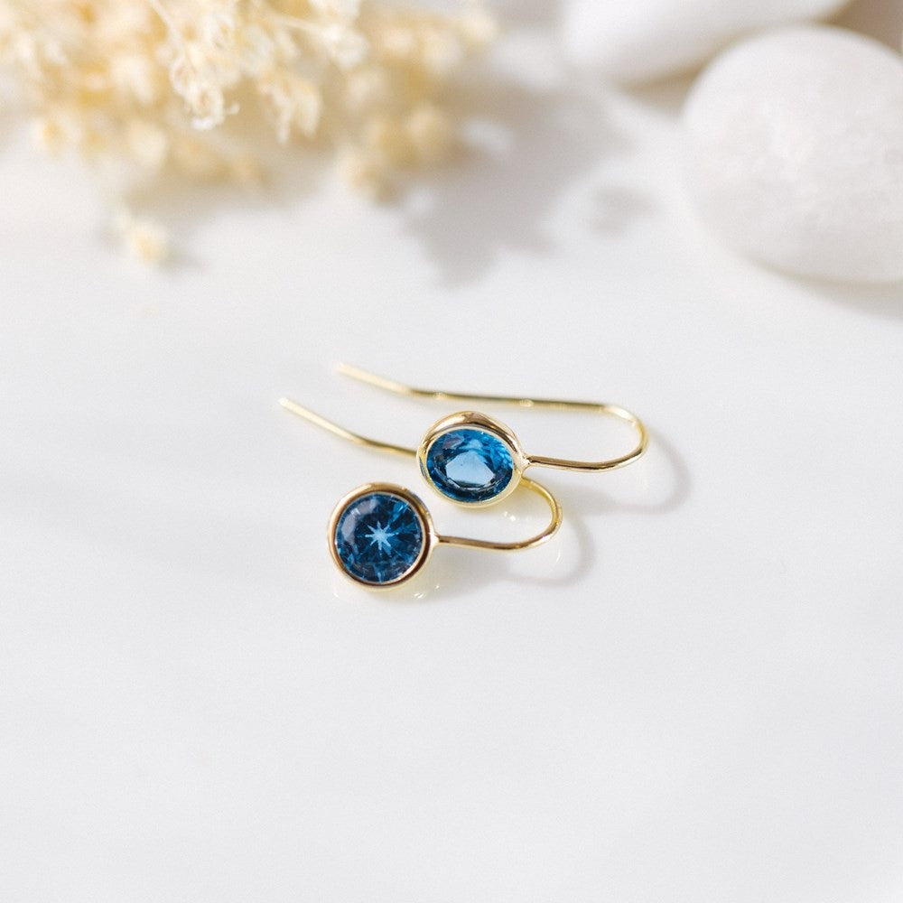 Boucles d'oreilles cristaux - Couleur : Bleu/Or