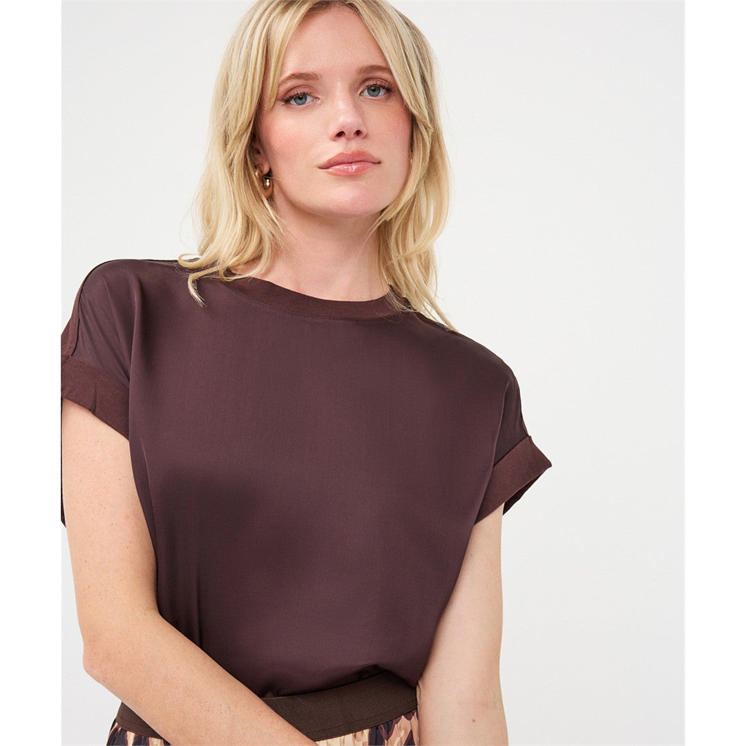 Bruna | T-shirt effet satiné - Taille : 6 - Couleur : Cacao