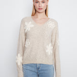 Berkeley | Pull chiné avec fleurs crochetées