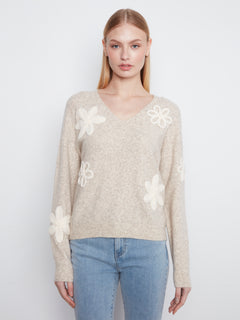 Berkeley | Pull chiné avec fleurs crochetées