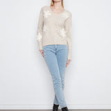 Berkeley | Pull chiné avec fleurs crochetées
