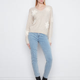 Berkeley | Pull chiné avec fleurs crochetées