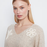 Berkeley | Pull chiné avec fleurs crochetées