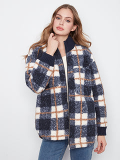 June | Veste à carreaux en bouclé