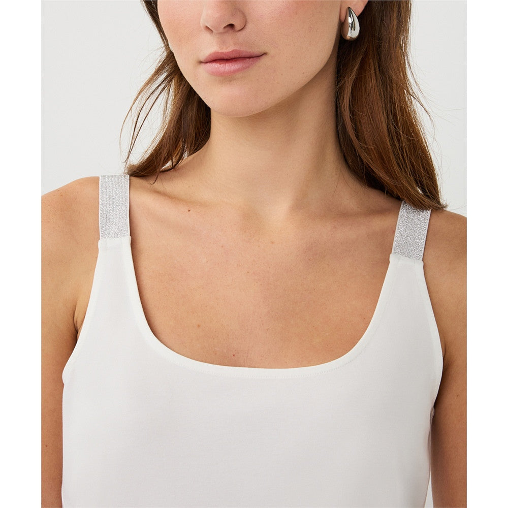 Camisole à bretelles en lurex - Taille : XXLARGE - Couleur : Blanc cassé