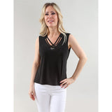 Camisole à col V et détails - Taille : LARGE - Couleur : Noir