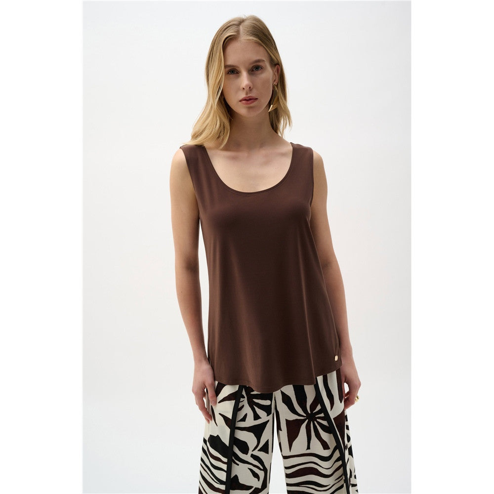 Camisole à encolure arrondie en tricot soyeux - Taille : XSMALL - Couleur : Acajou