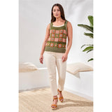 Camisole crochet bohème - Taille : SMALL - Couleur : Multi/Vert Olive