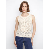 Camisole crochetée boutonnée - Taille : SMALL - Couleur : Naturel