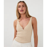 Camisole en maille lumineuse à détail bijou - Taille : LARGE - Couleur : Sable